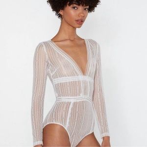 NastyGal Sheer Me Out Lace Bodysuit